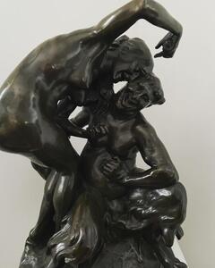 Jef Lambeaux, nymphe, enfant et faune, bronze àpatine brune/verte, inspiré d’un plâtre de 1884, dim:  59x38x30